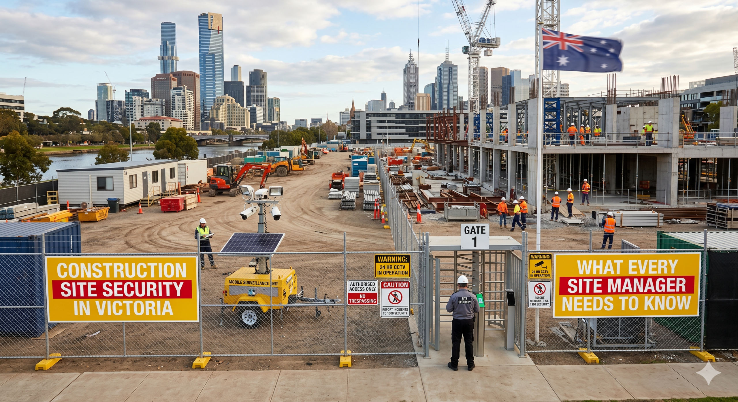 Construction site security guards protecting a building site in Victoria